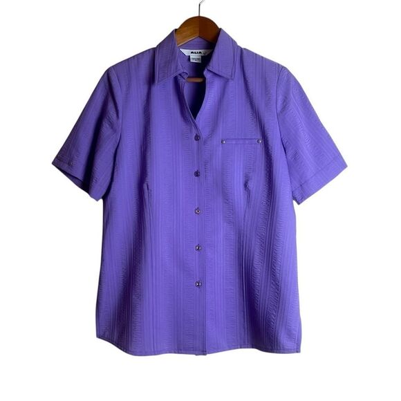 Alia purple vintage short sleeve button down shirt - Picture 1 of 7
